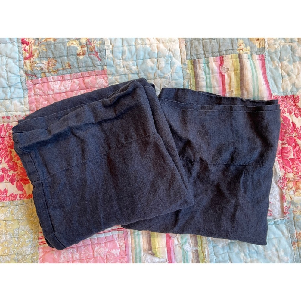 Crate & Barrel Natural Hemp Fiber Extra King Pillowcases in Sultry Navy Set of 2